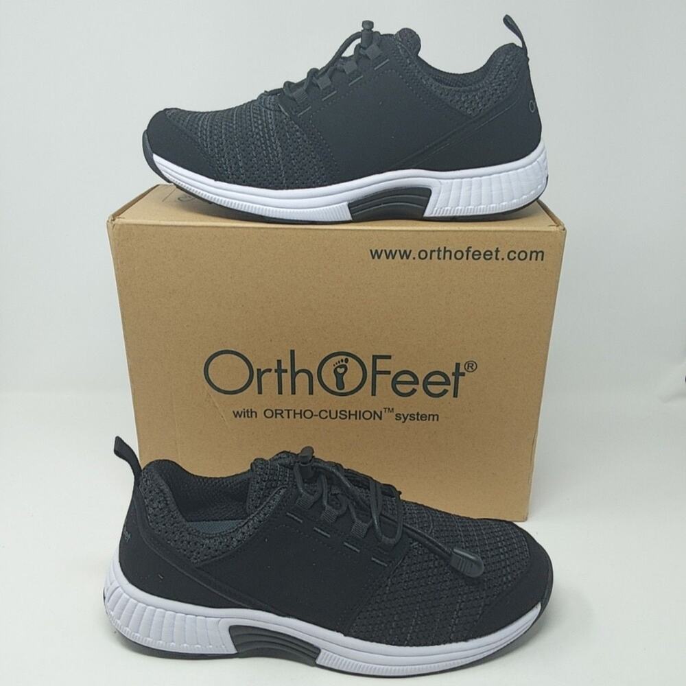 Orthofeet Shoes Womens Size 9 Black Francis Orthopedic Ortho-Cushion Sneakers